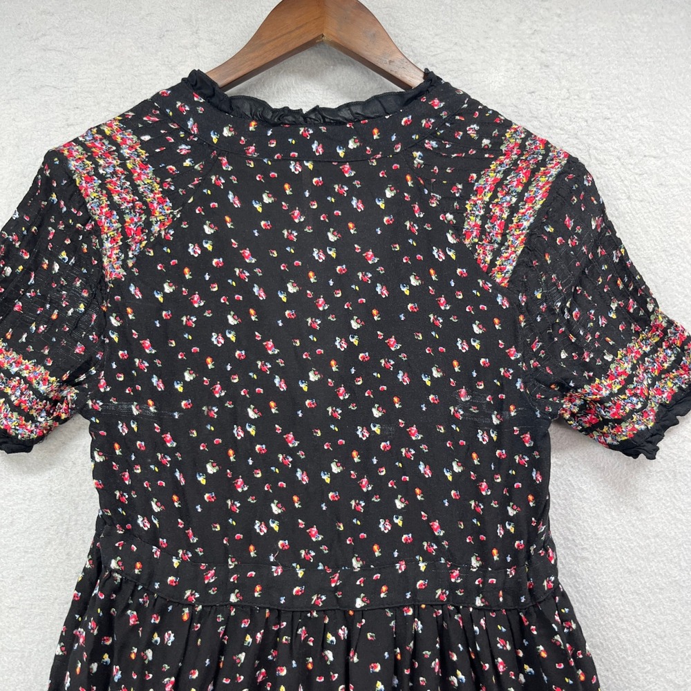 Free People Rare Feelings Maxi Dress Womens Small Black Floral Tiered Boho - Picture 6 of 15